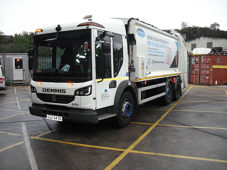 One of the bin lorries in Ards and North Down Borough with solar panels, in Northern Ireland