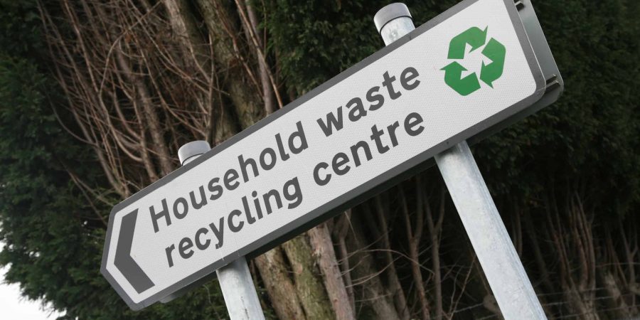 Sign with Household Waste Recycling Centre written on it